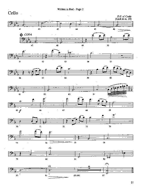 Written In Red (Choral Anthem SATB) Cello (Word Music Choral / Arr. Camp Kirkland)