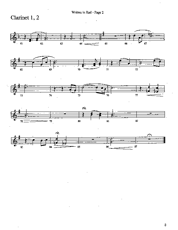 Written In Red (Choral Anthem SATB) Clarinet 1/2 (Word Music Choral / Arr. Camp Kirkland)