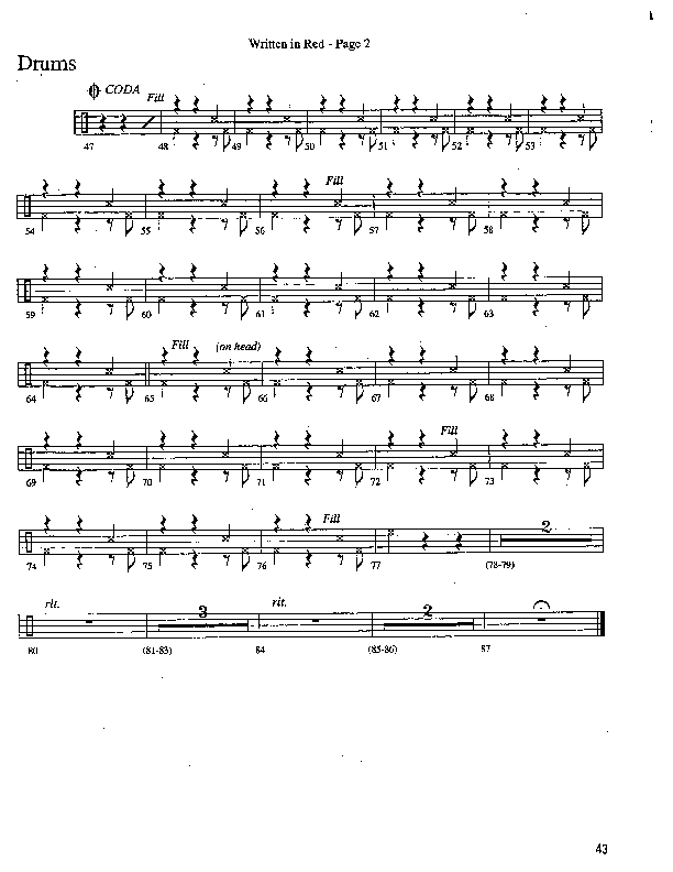 Written In Red (Choral Anthem SATB) Drum Set (Word Music Choral / Arr. Camp Kirkland)