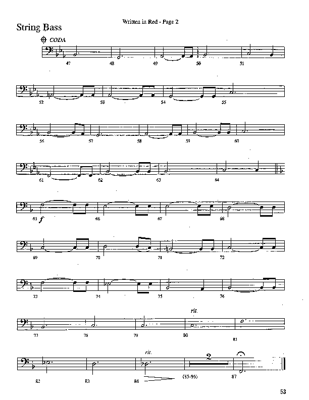 Written In Red (Choral Anthem SATB) String Bass (Word Music Choral / Arr. Camp Kirkland)