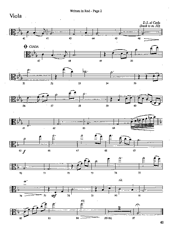 Written In Red (Choral Anthem SATB) Viola (Word Music Choral / Arr. Camp Kirkland)