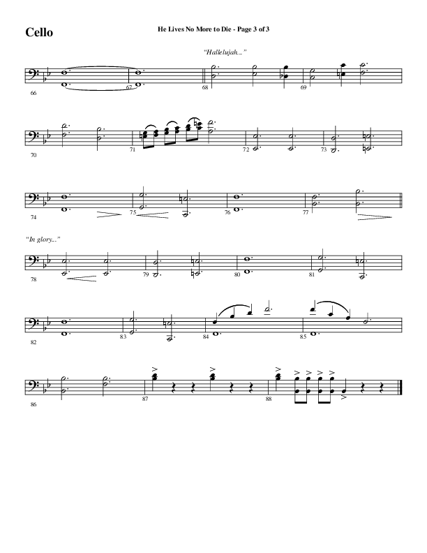 He Lives No More To Die (Choral Anthem SATB) Cello (Word Music Choral / Arr. Steve Mauldin)