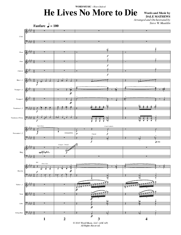 He Lives No More To Die (Choral Anthem SATB) Orchestration (Word Music Choral / Arr. Steve Mauldin)