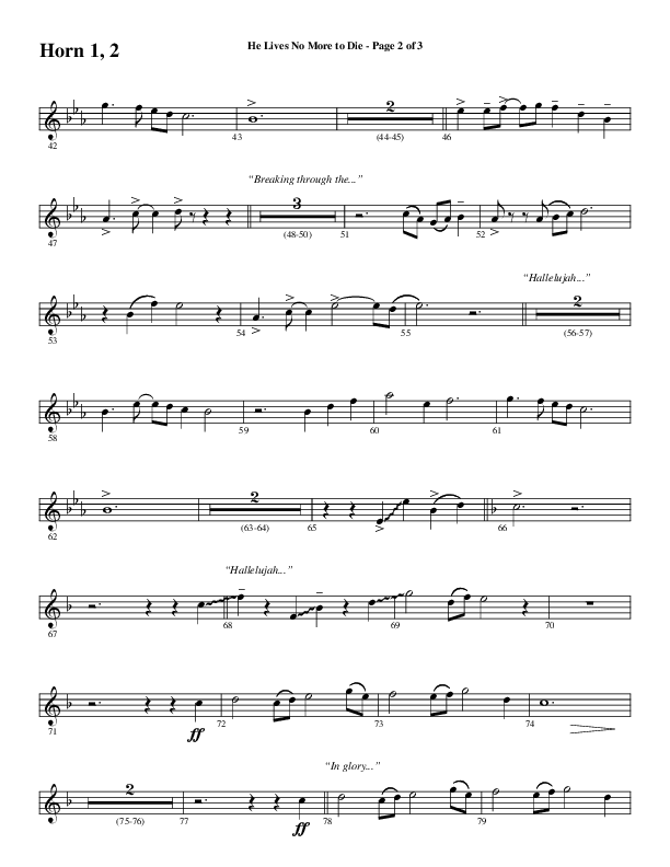 He Lives No More To Die (Choral Anthem SATB) French Horn 1/2 (Word Music Choral / Arr. Steve Mauldin)