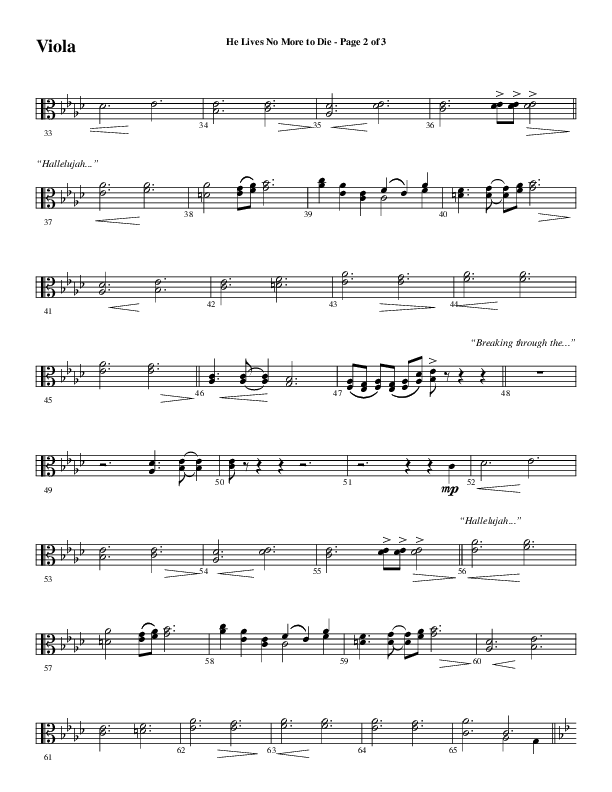 He Lives No More To Die (Choral Anthem SATB) Viola (Word Music Choral / Arr. Steve Mauldin)