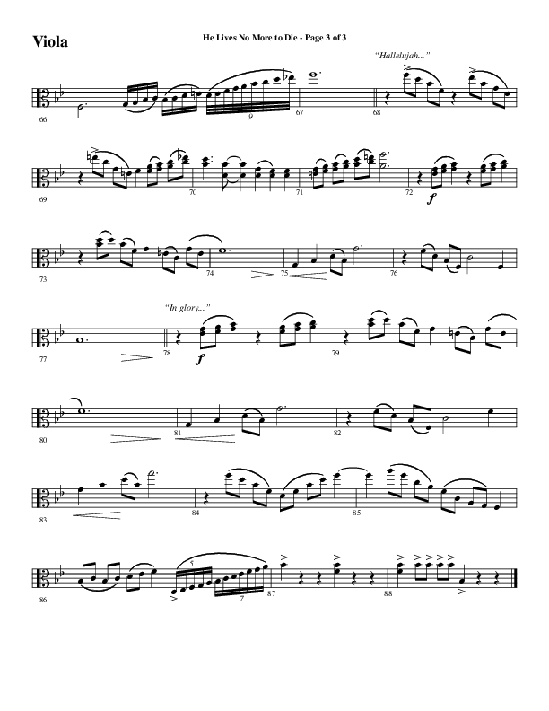 He Lives No More To Die (Choral Anthem SATB) Viola (Word Music Choral / Arr. Steve Mauldin)