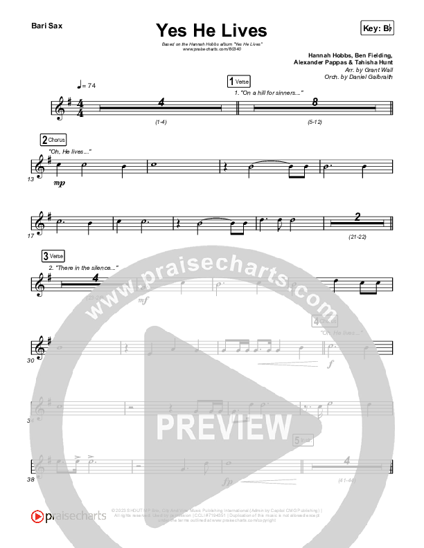 Yes He Lives Bari Sax (Hannah Hobbs)