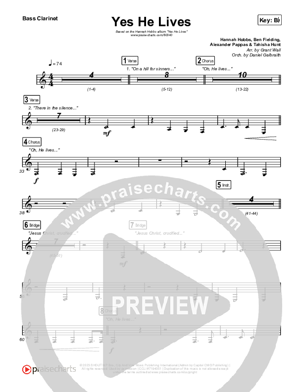 Yes He Lives Bass Clarinet (Hannah Hobbs)