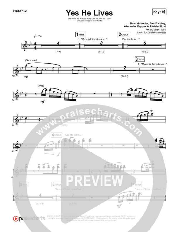 Yes He Lives Flute 1,2 (Hannah Hobbs)