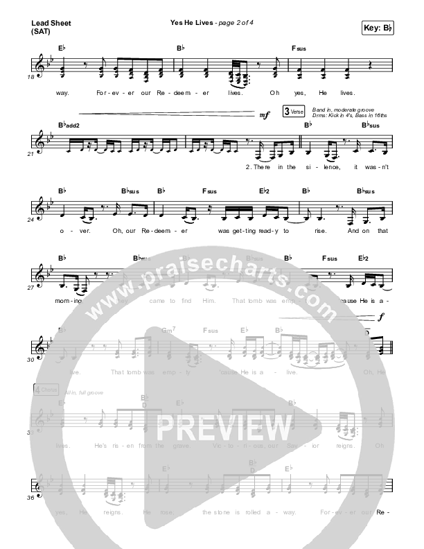 Yes He Lives Lead Sheet (SAT) (Hannah Hobbs)