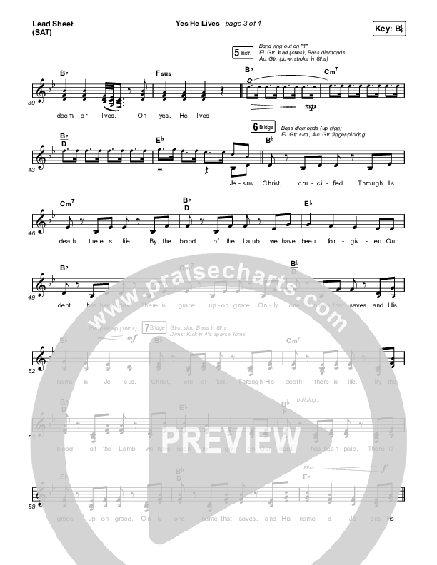 Yes He Lives Lead Sheet (SAT) (Hannah Hobbs)