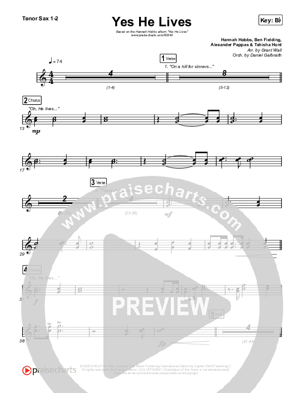 Yes He Lives Sax Pack (Hannah Hobbs)