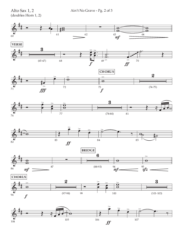 Ain't No Grave (Choral Anthem SATB) Alto Sax 1/2 (Lifeway Choral / Arr. Trey Ivey)