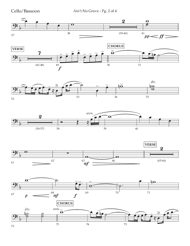 Ain't No Grave (Choral Anthem SATB) Cello (Lifeway Choral / Arr. Trey Ivey)