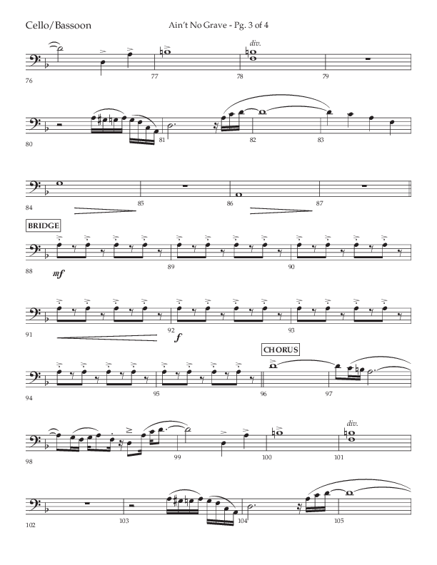 Ain't No Grave (Choral Anthem SATB) Cello (Lifeway Choral / Arr. Trey Ivey)