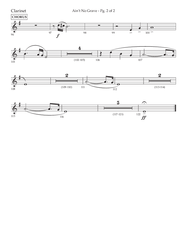Ain't No Grave (Choral Anthem SATB) Clarinet 1/2 (Lifeway Choral / Arr. Trey Ivey)