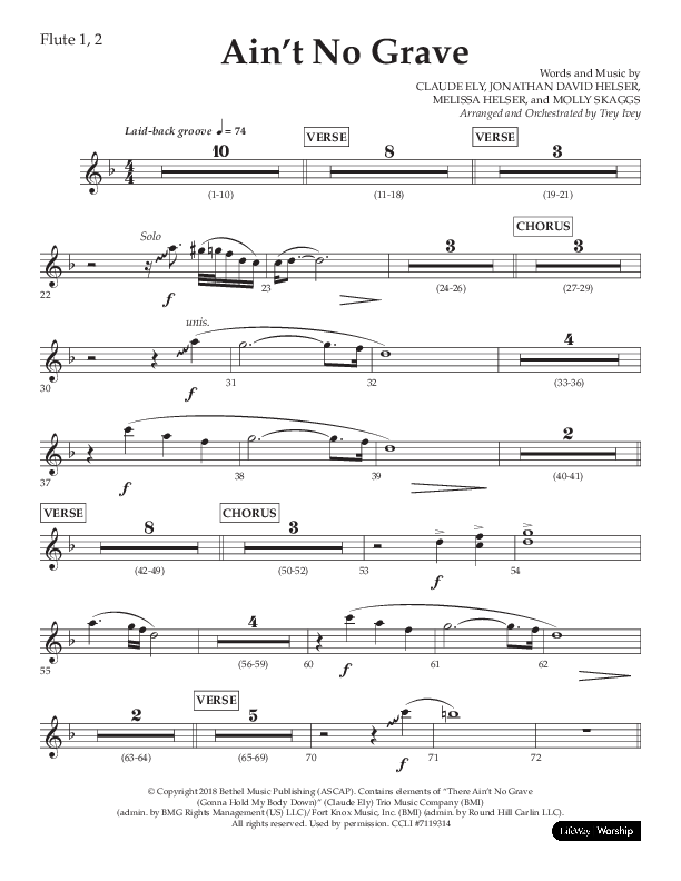 Ain't No Grave (Choral Anthem SATB) Flute 1/2 (Lifeway Choral / Arr. Trey Ivey)
