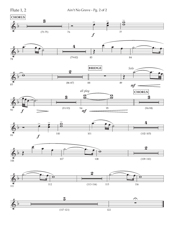 Ain't No Grave (Choral Anthem SATB) Flute 1/2 (Lifeway Choral / Arr. Trey Ivey)