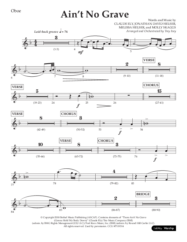 Ain't No Grave (Choral Anthem SATB) Oboe (Lifeway Choral / Arr. Trey Ivey)
