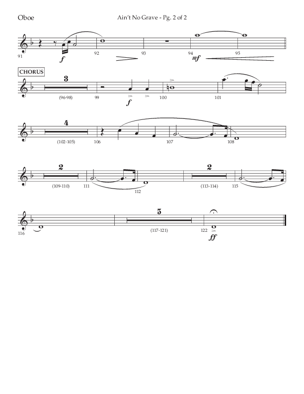 Ain't No Grave (Choral Anthem SATB) Oboe (Lifeway Choral / Arr. Trey Ivey)