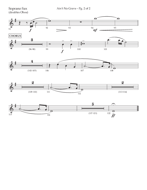 Ain't No Grave (Choral Anthem SATB) Soprano Sax (Lifeway Choral / Arr. Trey Ivey)