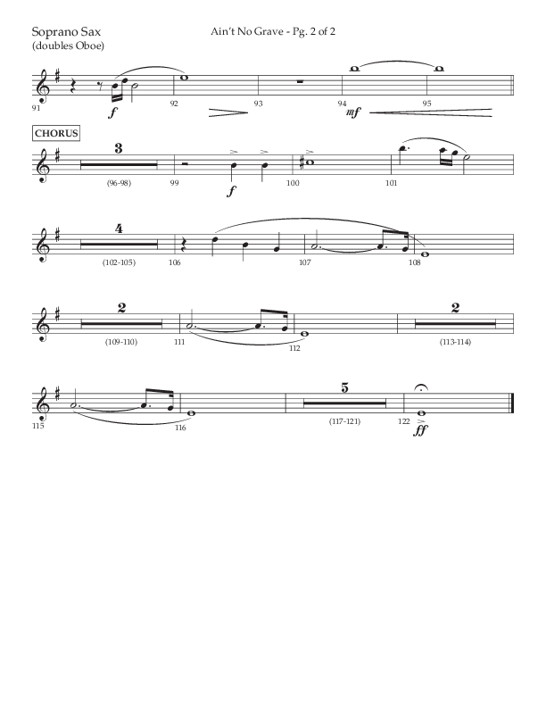 Ain't No Grave (Choral Anthem SATB) Soprano Sax (Lifeway Choral / Arr. Trey Ivey)