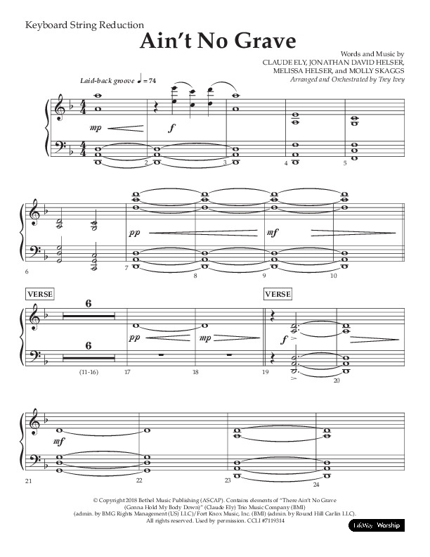 Ain't No Grave (Choral Anthem SATB) String Reduction (Lifeway Choral / Arr. Trey Ivey)