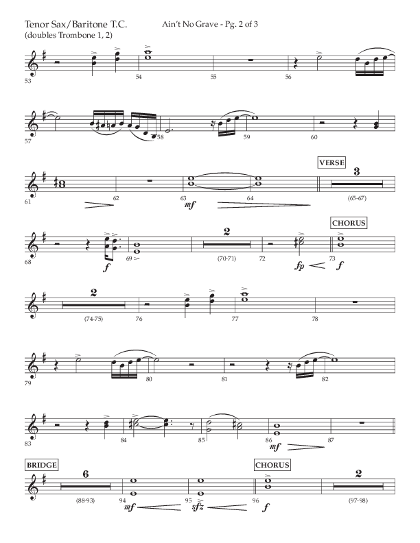 Ain't No Grave (Choral Anthem SATB) Tenor Sax/Baritone T.C. (Lifeway Choral / Arr. Trey Ivey)