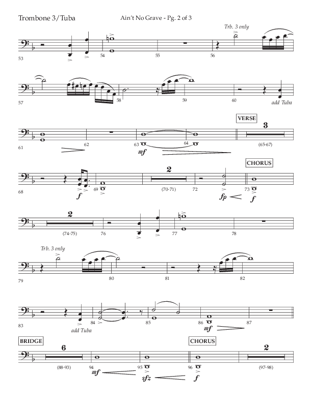 Ain't No Grave (Choral Anthem SATB) Trombone 3/Tuba (Lifeway Choral / Arr. Trey Ivey)