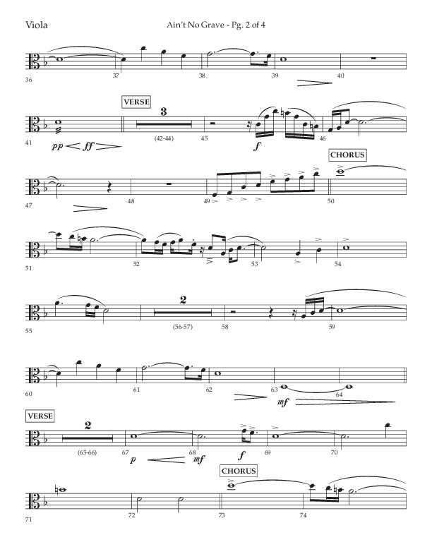 Ain't No Grave (Choral Anthem SATB) Viola (Lifeway Choral / Arr. Trey Ivey)