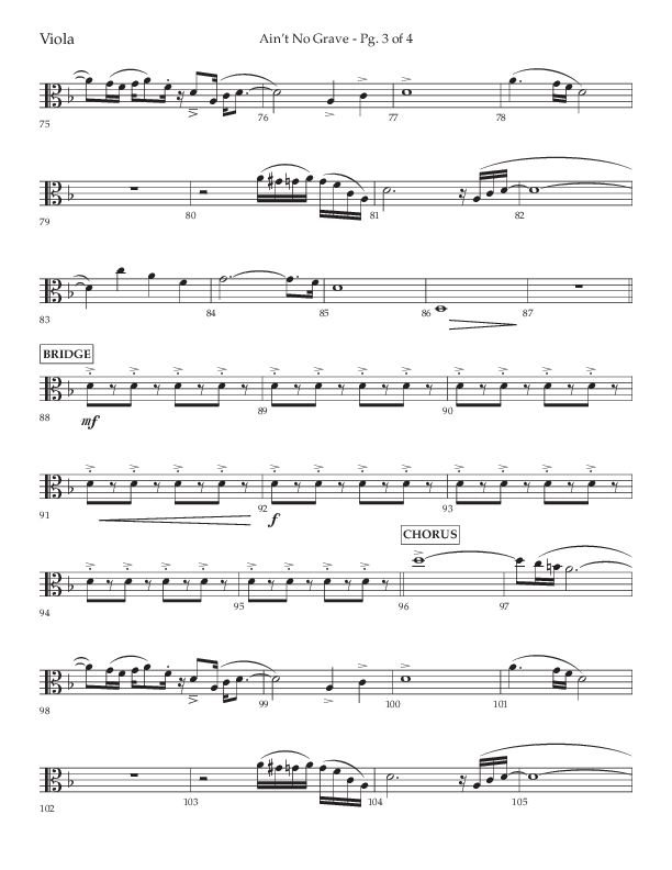 Ain't No Grave (Choral Anthem SATB) Viola (Lifeway Choral / Arr. Trey Ivey)