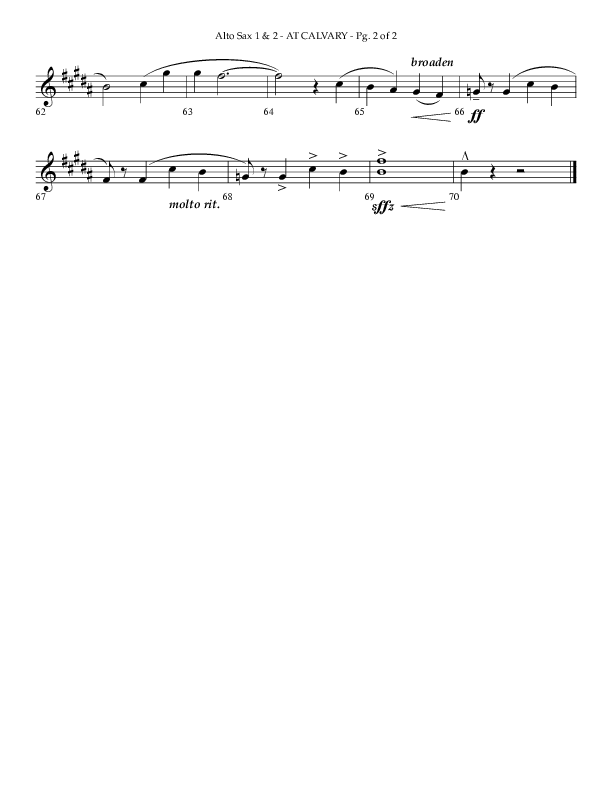 At Calvary (Choral Anthem SATB) Alto Sax 1/2 (Lifeway Choral / Arr. Phillip Keveren)