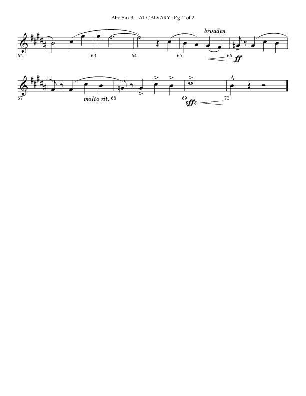 At Calvary (Choral Anthem SATB) Alto Sax (Lifeway Choral / Arr. Phillip Keveren)
