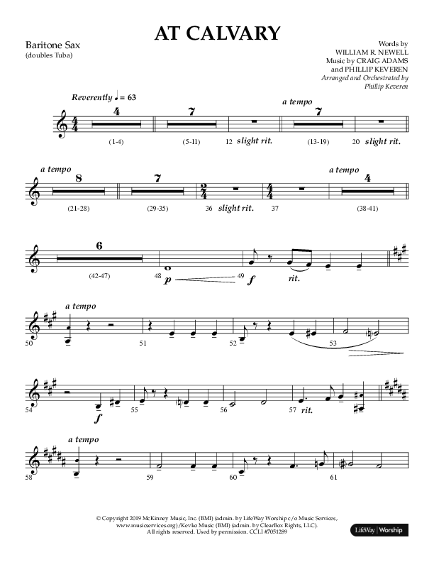 At Calvary (Choral Anthem SATB) Bari Sax (Lifeway Choral / Arr. Philip Keveren)