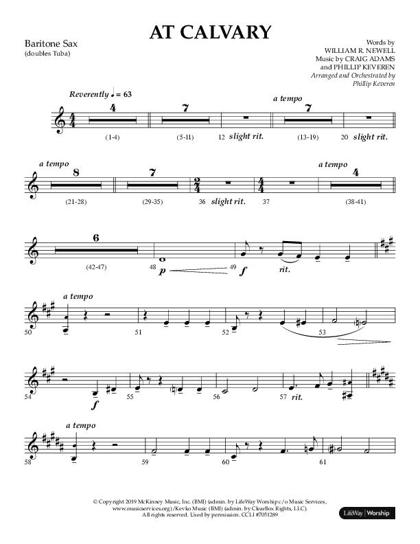 At Calvary (Choral Anthem SATB) Bari Sax (Lifeway Choral / Arr. Phillip Keveren)