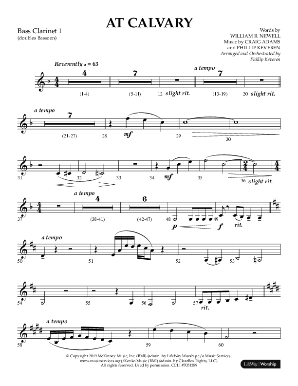 At Calvary (Choral Anthem SATB) Bass Clarinet (Lifeway Choral / Arr. Philip Keveren)