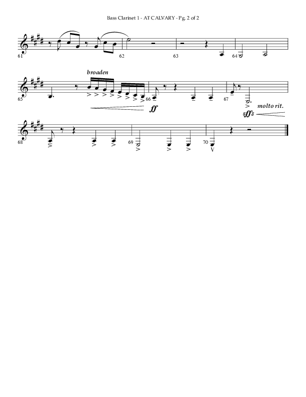 At Calvary (Choral Anthem SATB) Bass Clarinet (Lifeway Choral / Arr. Phillip Keveren)