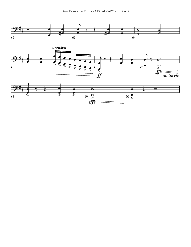 At Calvary (Choral Anthem SATB) Bass Trombone (Lifeway Choral / Arr. Philip Keveren)