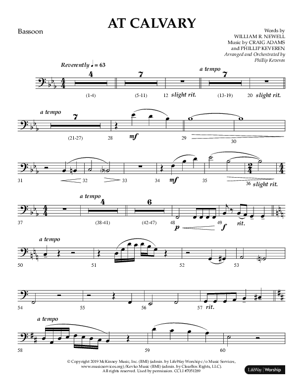 At Calvary (Choral Anthem SATB) Bassoon (Lifeway Choral / Arr. Philip Keveren)
