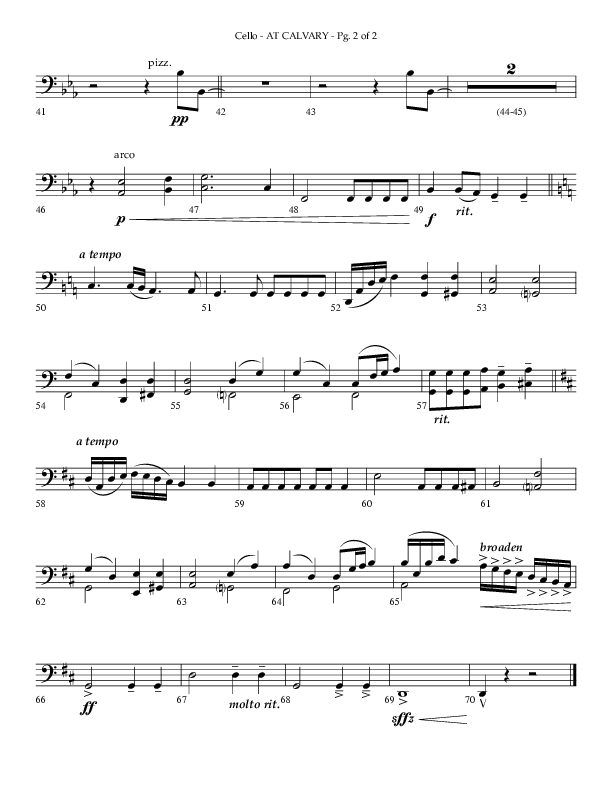 At Calvary (Choral Anthem SATB) Cello (Lifeway Choral / Arr. Philip Keveren)