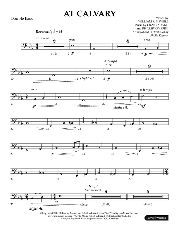 At Calvary (Choral Anthem SATB) Double Bass (Lifeway Choral / Arr. Philip Keveren)