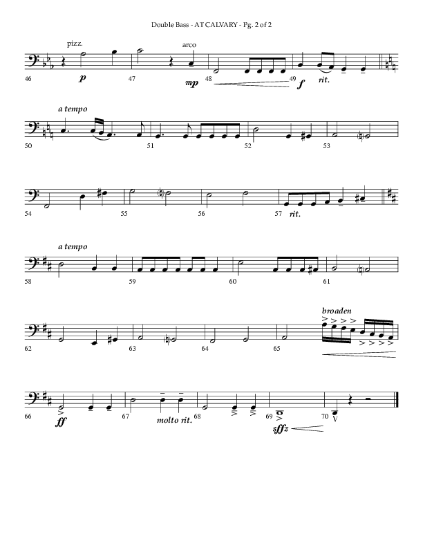 At Calvary (Choral Anthem SATB) Double Bass (Lifeway Choral / Arr. Philip Keveren)
