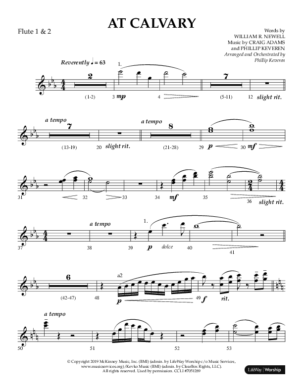 At Calvary (Choral Anthem SATB) Flute 1/2 (Lifeway Choral / Arr. Philip Keveren)