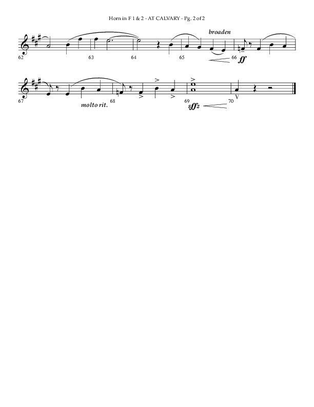 At Calvary (Choral Anthem SATB) French Horn 1/2 (Lifeway Choral / Arr. Phillip Keveren)