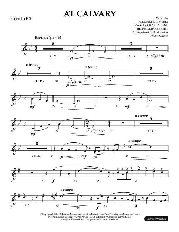 At Calvary (Choral Anthem SATB) French Horn 3 (Lifeway Choral / Arr. Philip Keveren)