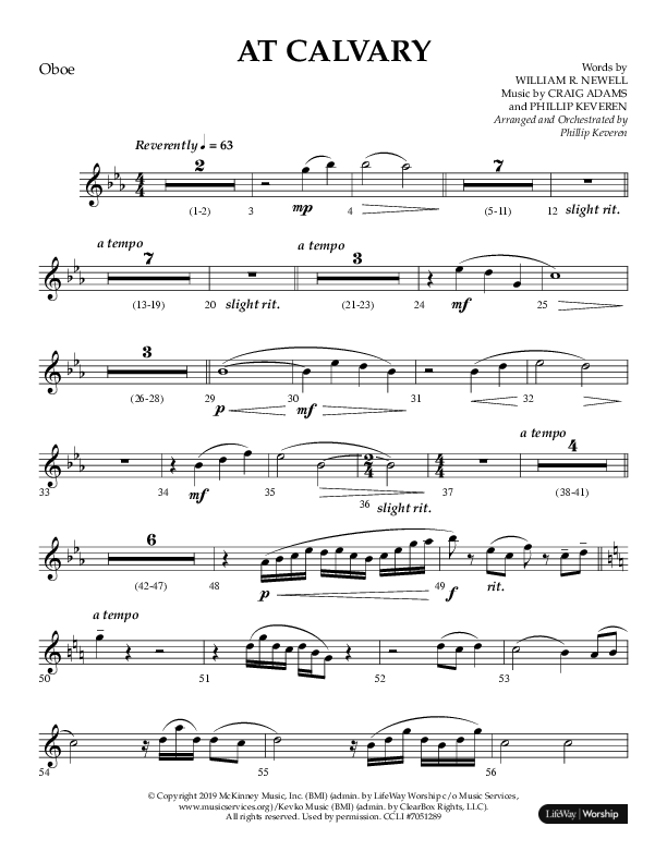 At Calvary (Choral Anthem SATB) Oboe (Lifeway Choral / Arr. Philip Keveren)