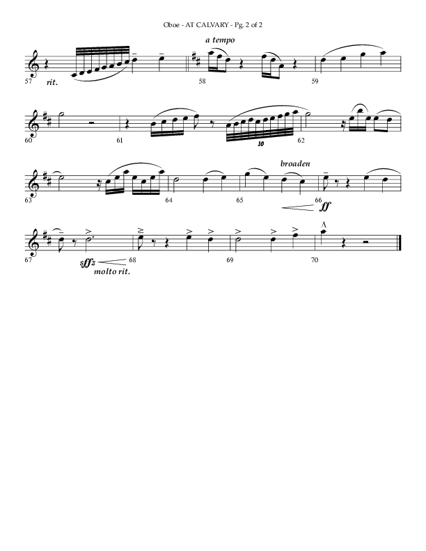 At Calvary (Choral Anthem SATB) Oboe (Lifeway Choral / Arr. Philip Keveren)