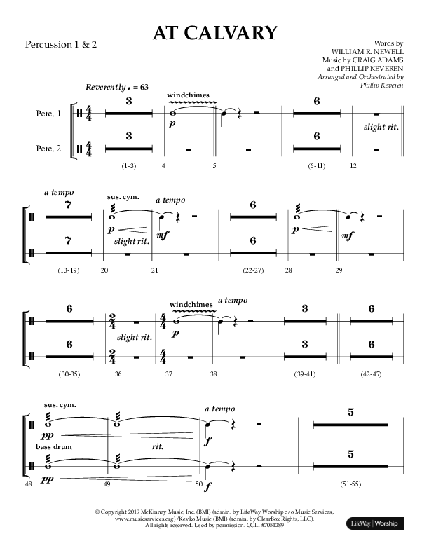 At Calvary (Choral Anthem SATB) Percussion 1/2 (Lifeway Choral / Arr. Phillip Keveren)