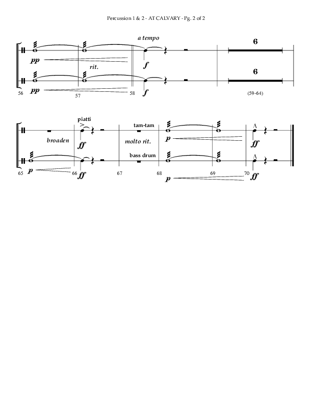 At Calvary (Choral Anthem SATB) Percussion 1/2 (Lifeway Choral / Arr. Philip Keveren)