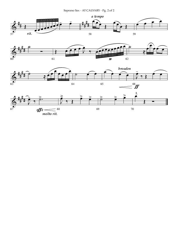 At Calvary (Choral Anthem SATB) Soprano Sax (Lifeway Choral / Arr. Phillip Keveren)
